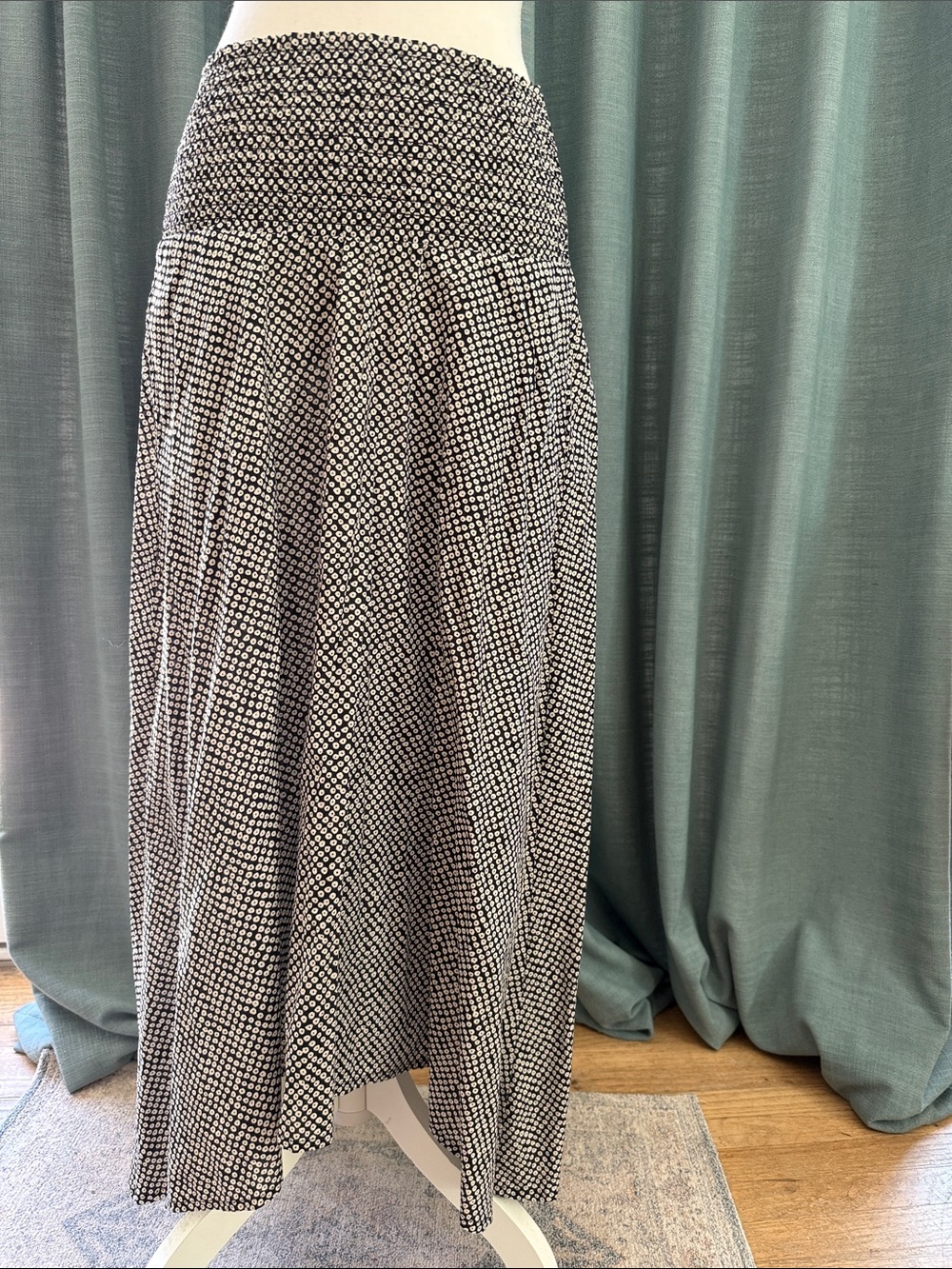 Eileen Fisher Black and White Geometric Maxi Skirt
